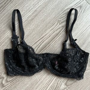 Agent Provocateur Black Shimmery Fishnet Lace Bra 34D